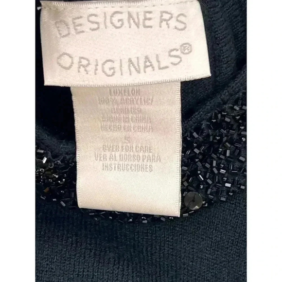 VINTAGE Designers Originals Sequin Black Turtleneck Sleeveless Sweater SMALL - Picture 7 of 9